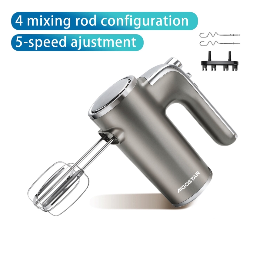 Aigostar - Handmixer 400W/230V grau/matt Chrom
