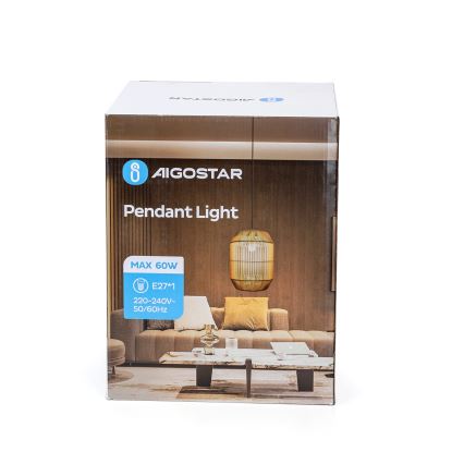 Aigostar - Hängeleuchte 1xE27/60W/230V beige