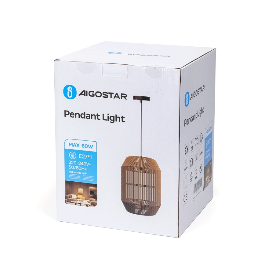 Aigostar - Hängeleuchte 1xE27/60W/230V beige