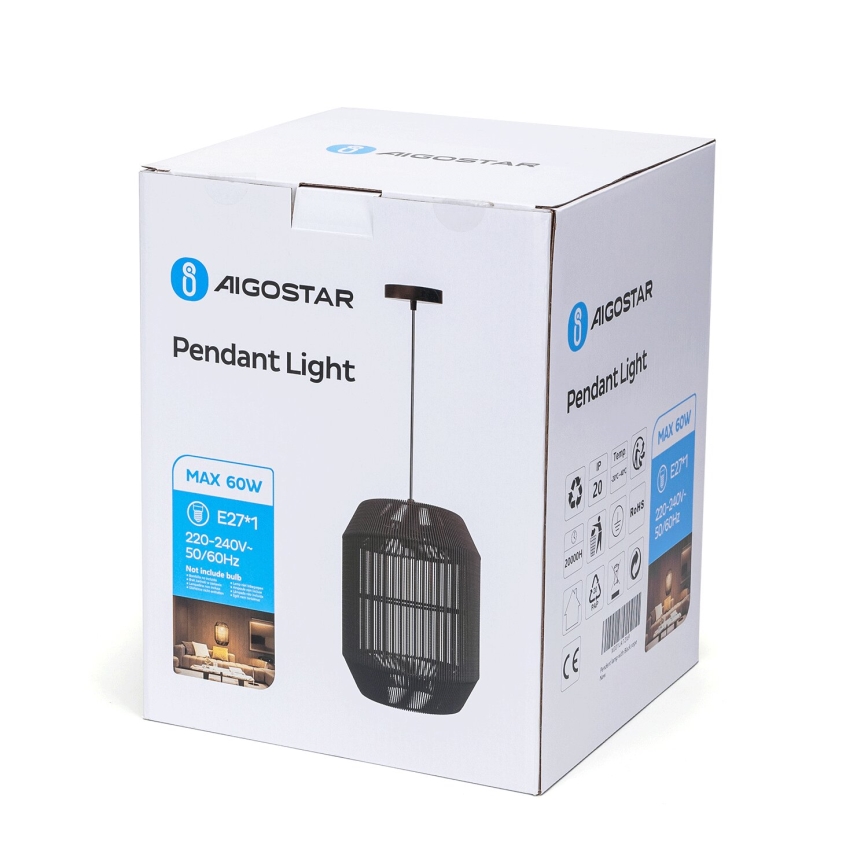Aigostar - Hängeleuchte 1xE27/60W/230V schwarz