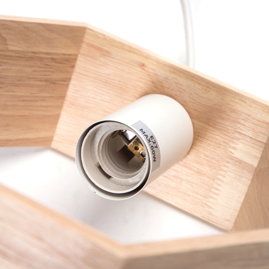 Aigostar - Hängeleuchte aus Kiefernholz mit Kabelaufhängung 1xE27/60W/230V