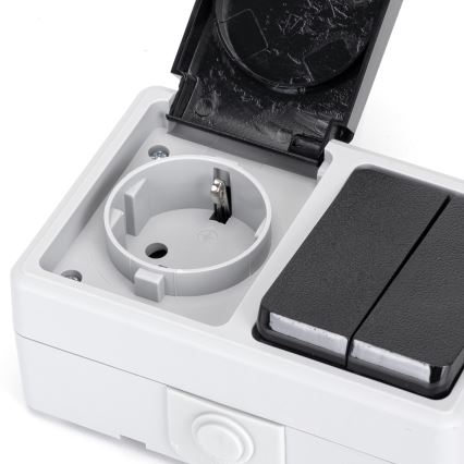 Aigostar - Haushalts-Wechselstromschalter mit Steckdose 250V/16A IP54