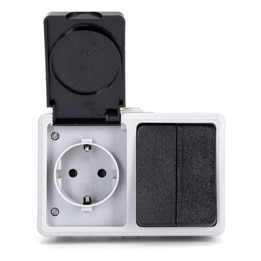Aigostar - Haushalts-Wechselstromschalter mit Steckdose 250V/16A IP54