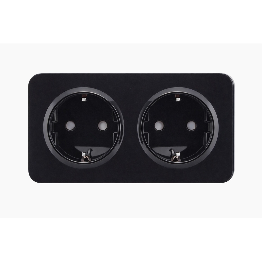 Aigostar - Haushaltssteckdose mit Rahmen, 2-fach SCHUKO, 250 V/16 A, schwarz
