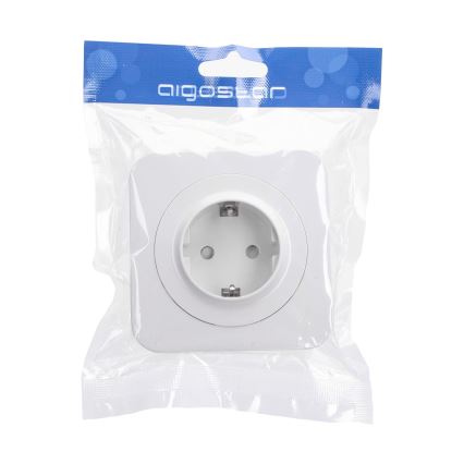 Aigostar - Haushaltssteckdose mit SCHUKO-Rahmen, 250 V, weiß