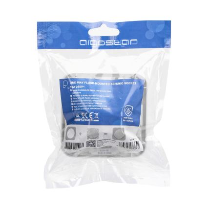 Aigostar - Haushaltssteckdose mit SCHUKO-Rahmen, 250 V, weiß
