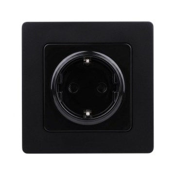 Aigostar - Haushaltssteckdose SCHUKO mit Rahmen 250 V schwarz