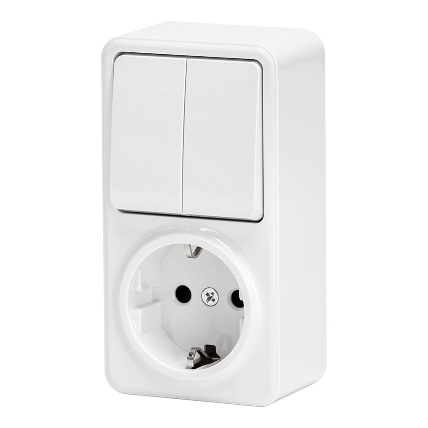 Aigostar - Hausschalter 2P mit Steckdose 1x10A/250V