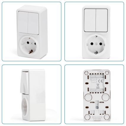 Aigostar - Hausschalter 2P mit Steckdose 1x10A/250V