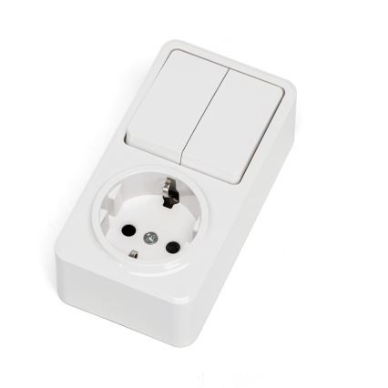 Aigostar - Hausschalter 2P mit Steckdose 1x10A/250V