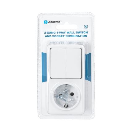 Aigostar - Hausschalter 2P mit Steckdose 1x10A/250V