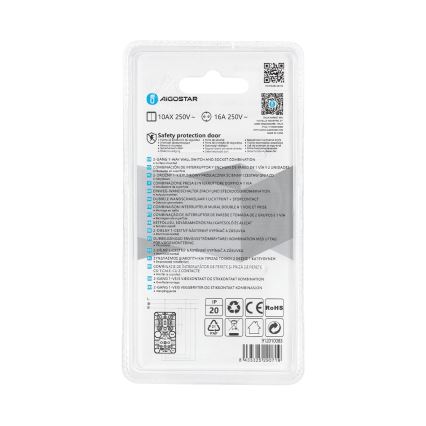 Aigostar - Hausschalter 2P mit Steckdose 1x10A/250V