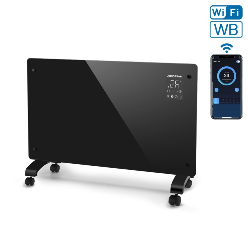 Aigostar - Intelligenter elektrischer Direktheizer/Konvektor mit LCD-Display ECO/1000/2000W WLAN