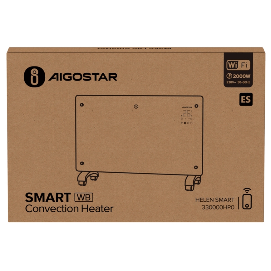 Aigostar - Intelligenter elektrischer Direktheizer/Konvektor mit LCD-Display ECO/1000/2000W WLAN