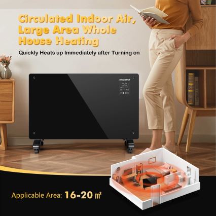 Aigostar - Intelligenter elektrischer Direktheizkörper/Konvektor 2000W Wi-Fi