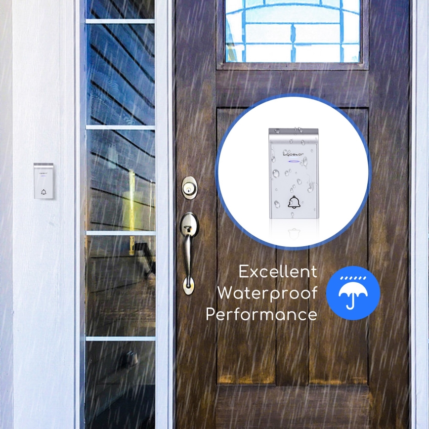 Aigostar – Kabellose Türklingel für Steckdosen 230 V/12 V, IP44, Weiß