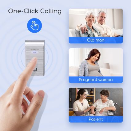 Aigostar - Kabellose Türklingel 3xAA/12V IP44 silbern