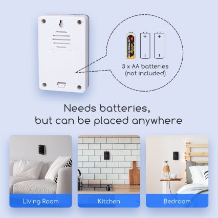 Aigostar - Kabellose Türklingel 3xAA/12V IP44 silbern