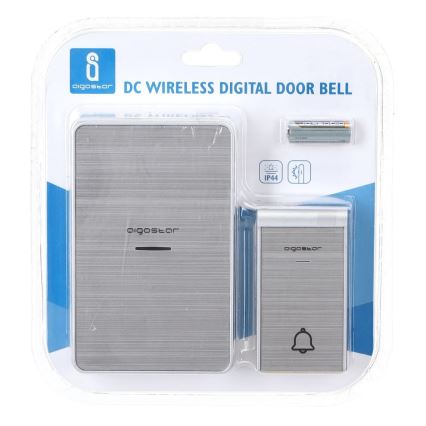 Aigostar - Kabellose Türklingel 3xAA/12V IP44 silbern