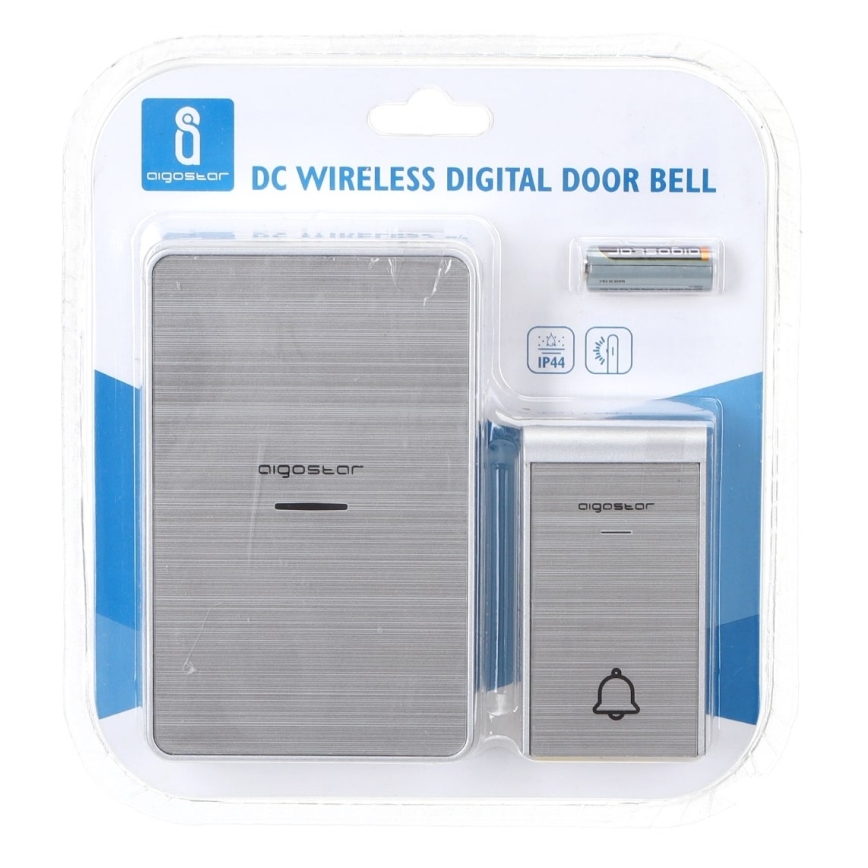 Aigostar - Kabellose Türklingel 3xAA/12V IP44 silbern