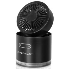 Aigostar - Kabelloser Mini-Tischventilator mit Luftbefeuchter 10W/5V schwarz