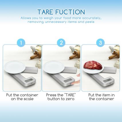 Aigostar - Klappbare Küchenwaage 5 kg mattchrom