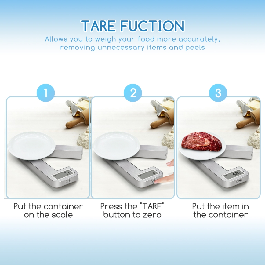 Aigostar - Klappbare Küchenwaage 5 kg mattchrom