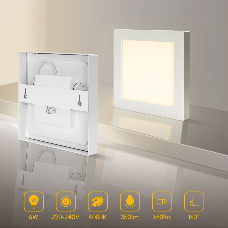 Aigostar - LED-Aufputz-Deckenleuchte LED/6W/230V 4000K 12,2x12,2 cm weiß