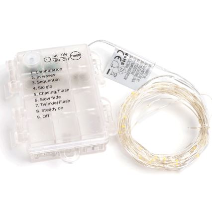 Aigostar -LED Außen-Lichterkette 150xLED/8 Funktionen 3xAA 15,3m IP44 Warmweiß