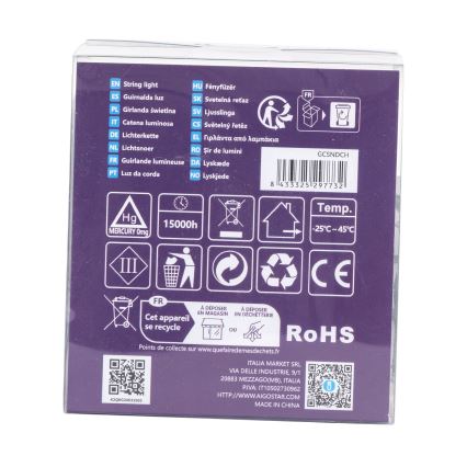 Aigostar - LED Außen-Weihnachtslichterkette 200xLED/8 Funktionen 3xAA 10,3m IP44 mehrfarbig