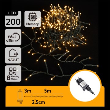 Aigostar - LED-Außen-Lichterkette, 200 LEDs, 8 Funktionen, 8 m, IP44, warmweiß
