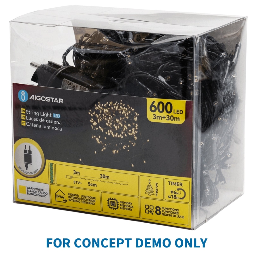 Aigostar - LED-Außen-Lichterkette 2500xLED/8 Funktionen, 53 m, IP44, warmweiß