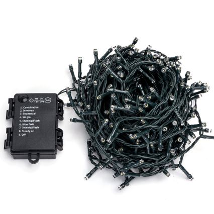 Aigostar-LED Außen-Weihnachtslichterkette 300xLED/8 Funktionen 3xAA 15,3m IP44 warmweiß