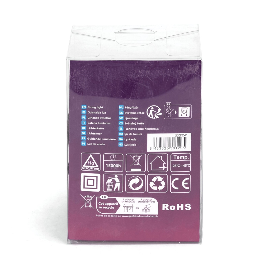 Aigostar - LED-Außen-Lichterkette, 50 LEDs, 8 Funktionen, 8 m, IP44, kaltweiß