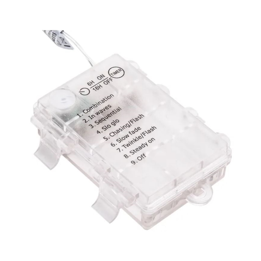 Aigostar - LED-Außen-Lichterkette 50xLED/3xAA/8 Funktionen 5,3 m IP44 warmweiß