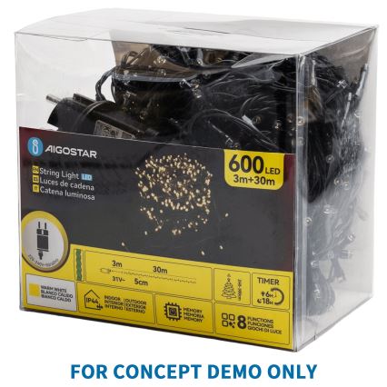 Aigostar - LED Außen-Weihnachts-Lichterkette 1500xLED/8 Funktionen 33m IP44 kaltweiß