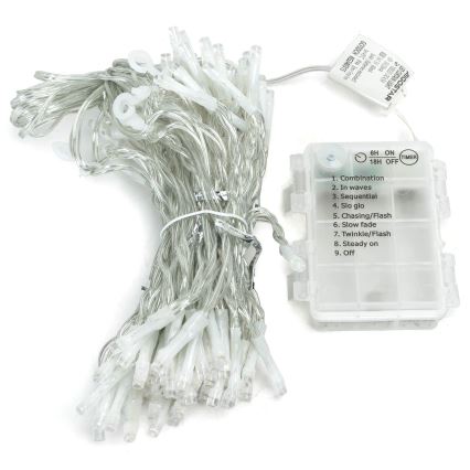 Aigostar - LED Außen-Weihnachtslichterkette 192xLED/8 Funktionen 3xAA 4,5x1,2m IP44 warmweiß