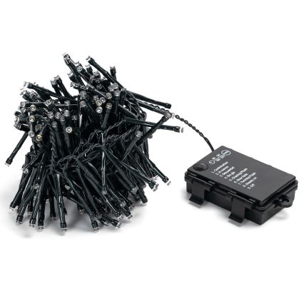Aigostar - LED Außen-Weihnachtslichterkette 200xLED/8 Funktionen 3xAA 5,3 m IP44 kaltweiß