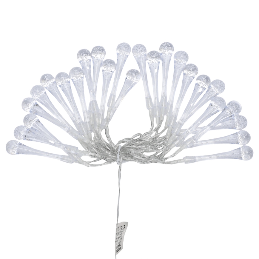 Aigostar - LED Außen-Lichterkette 25xLED/8 Funktionen 3xAA 2,5 m IP44 warmweiß Tropfen