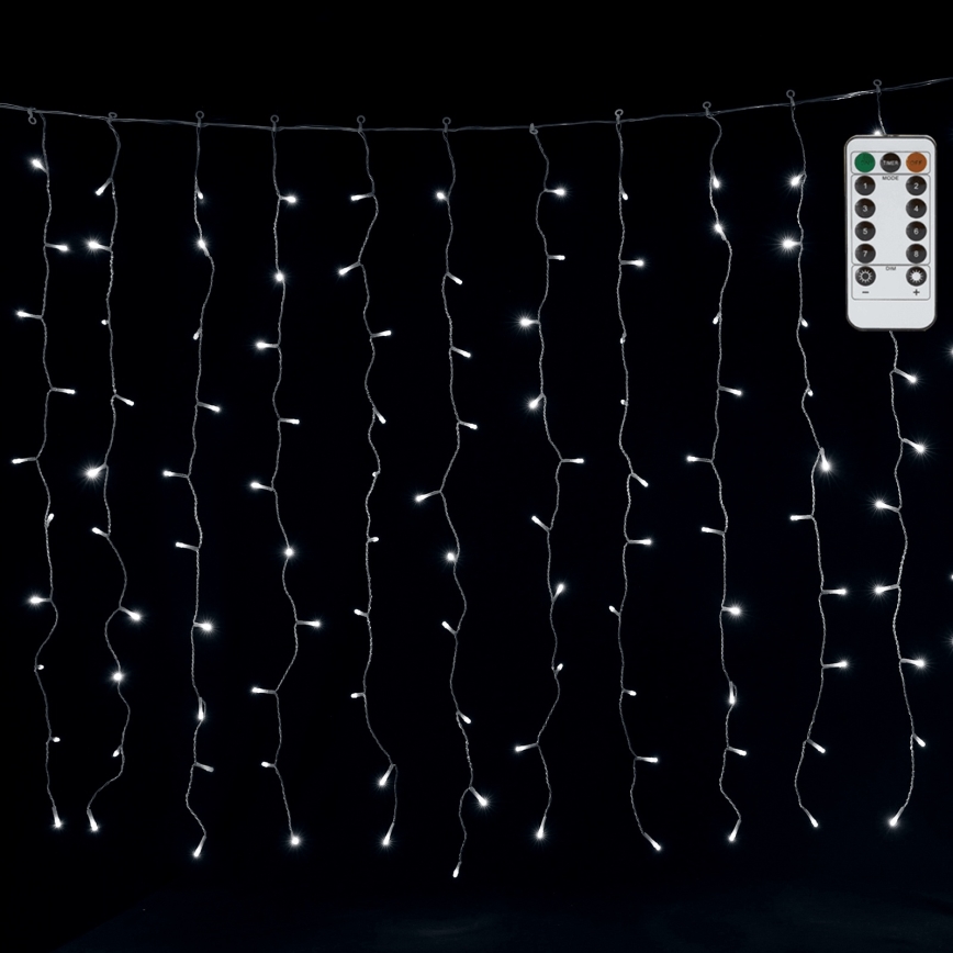 Aigostar - LED-Weihnachtslichterkette für den Außenbereich 300 LEDs / 8 Funktionen 3 x 1 m IP44 kaltweiß + Fernbedienung
