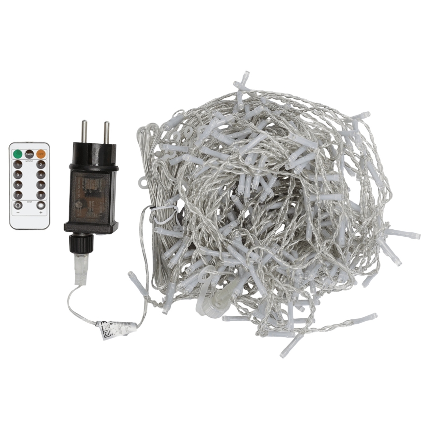 Aigostar - LED-Weihnachtslichterkette für den Außenbereich 300 LEDs / 8 Funktionen 3 x 1 m IP44 kaltweiß + Fernbedienung