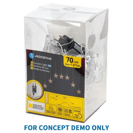 Aigostar - LED Außen-Weihnachts-Lichterkette 50xLED/8 Funktionen 3xAA 5,3 m IP44 mehrfarbig