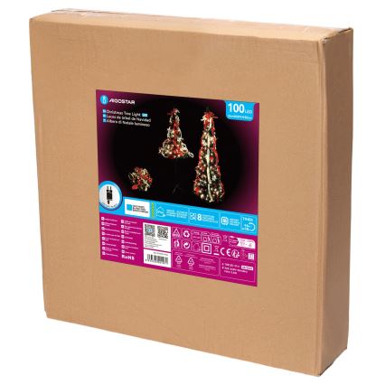 Aigostar - LED-Weihnachtsbaum für den Außenbereich 100xLED 1,5m IP44 Rot Kaltweiß