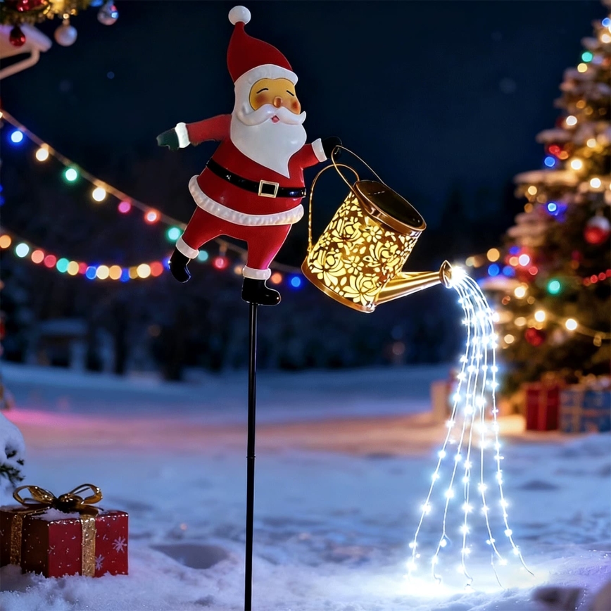 Aigostar - LED-Weihnachtsdekoration für den Außenbereich, 120 LEDs / 8 Funktionen, 80 cm, IP44, Santa / kaltweiß