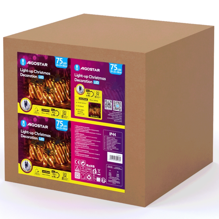 Aigostar- LED-Außen-Weihnachtsdekoration 3,6W/31/230V 2700K 20/25/30cm IP44 Geschenke