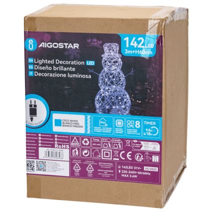 Aigostar - LED-Außen-Weihnachtsdekoration LED/3,6W/31/230V 6500K 60 cm IP44 Schneemann