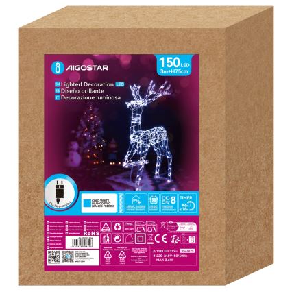 Aigostar - LED Außen-Weihnachtsdekoration LED/3,6W/31/230V 6500K 75 cm IP44 Rentier