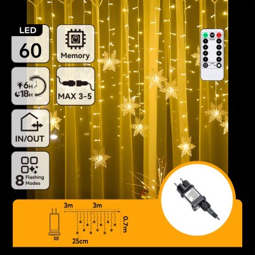 Aigostar - LED-Außen-Weihnachtskette 120 LEDs/8 Funktionen 3×0,7 m IP44 warmweiß + Fernbedienung