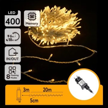 Aigostar - LED Außen-Weihnachtskette 400xLED/8 Funktionen 20m IP44 warmweiß