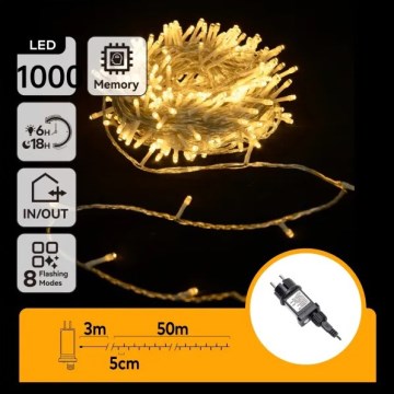 Aigostar - LED-Außen-Weihnachtslichterkette, 1000 LEDs / 8 Funktionen, 50 m, IP44, warmweiß